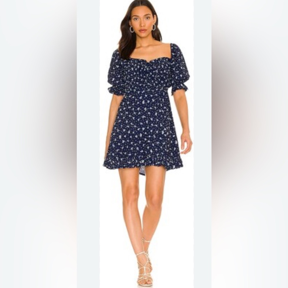 NWT Faithful the Brand Sage Mini Dress in Luda Floral Navy,Size-4 (US)